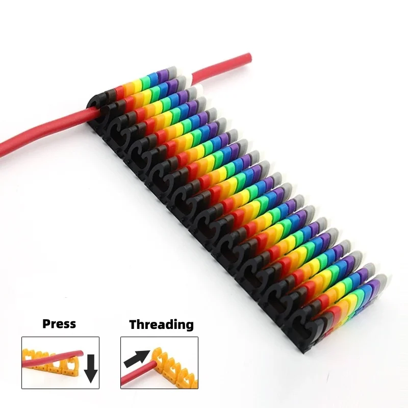 100PCS Cable Markers Colourful M-Type Marker Number Tag Label For 2-8mm Wire Network Cable Wire Marker Tag Label for Cat5