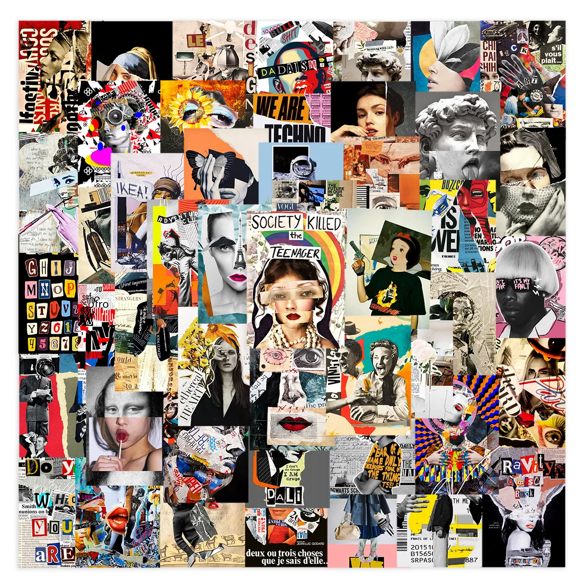50Pcs Modern Art Aesthetic Stickers Laptop Fridge Guitar Luggage Phone Case Skateboard Scrapbook Car Sticker
