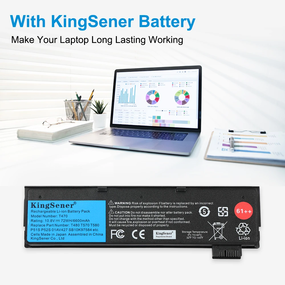 KingSener 01AV427 01AV428 Laptop-Akku für Lenovo ThinkPad T470 T480 T570 T580 P51S P52S 01AV423 SB10K97580 61++ 10,8V 6600mA – Detail 3
