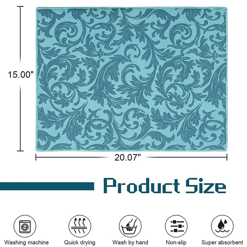 بساط تجفيف الأطباق، 2 عبوة من بساط تجفيف الأطباق، بساط تجفيف ماص، طبق قابل للغسل في الغسالة