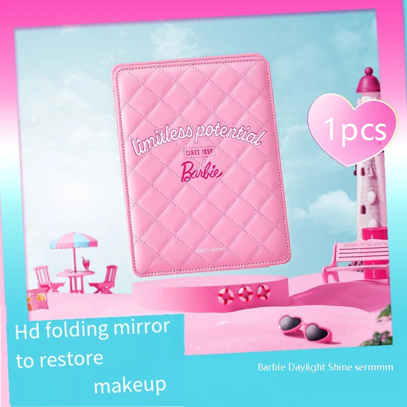 Miniso Kawaii Dream Barbies Pu specchio cosmetico pieghevole Rhombus Sunligh Shine Series Cartoon Figure portatile Hd Mirror Gift