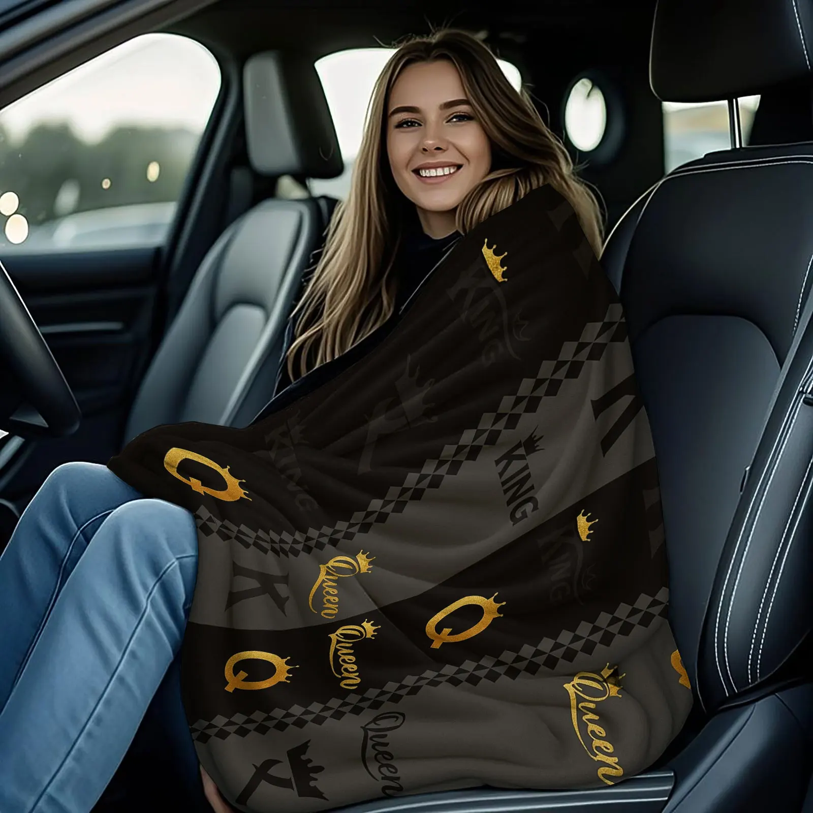 زوجين من الجانب الفانيلا بطانية لي أنت القلب الملك الملكة تصاميم بطانية متعددة الوظائف للأريكة السرير السفر عشاق الهدايا المثالية