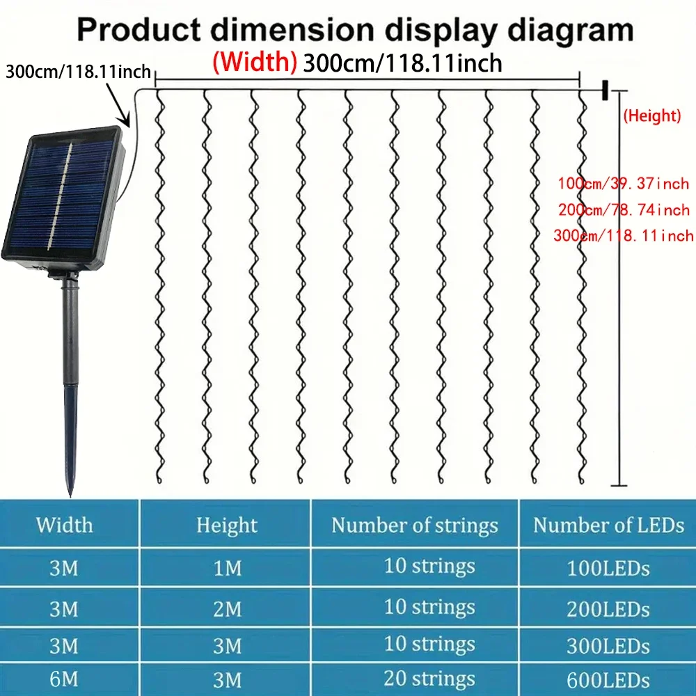 Imagem -06 - Led Solar Curtain Light para Decoração de Natal Fairy String Light Guirlanda Jardim Casamento ao ar Livre