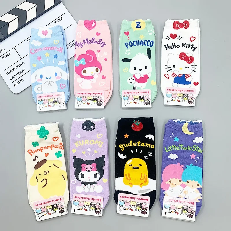 

Hello Kitty Sanrio Socks Kawaii Anime Sanrio Kuromi Cinnamoroll My Melody Boys and Girls Lolita Cotton Socks Cute Cartoon Gift