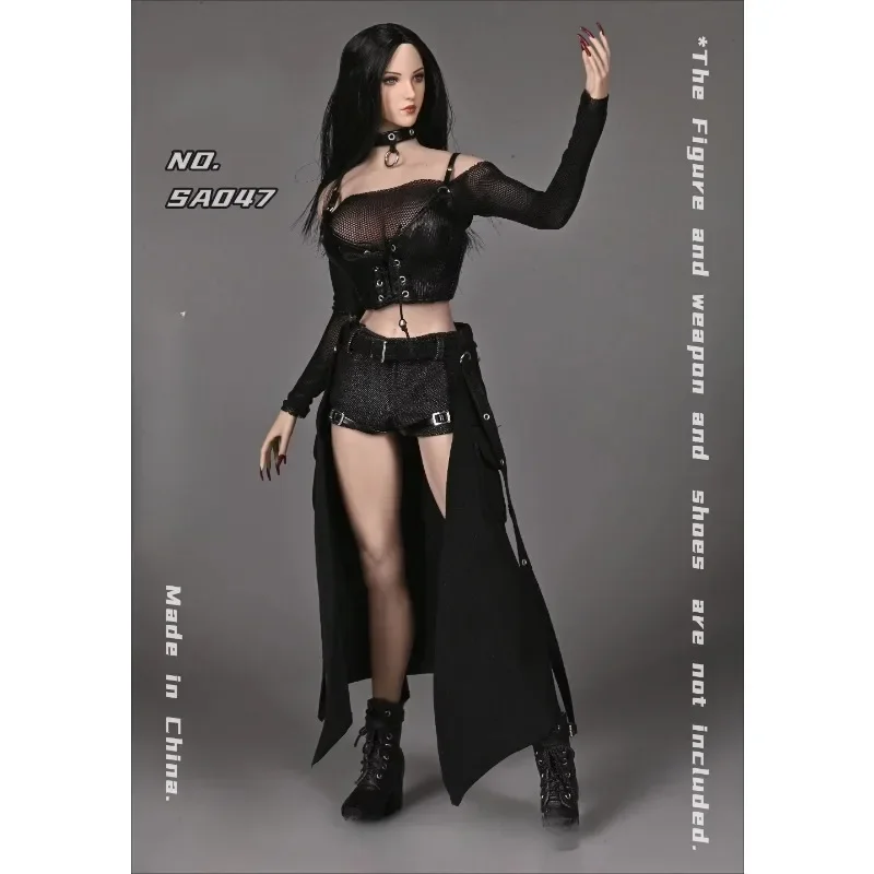 1/6 Scale Female Choker Sleeve Mesh Bra Shorts Gothic Long Skirt Soldier Dark Rock Suit Model for 12