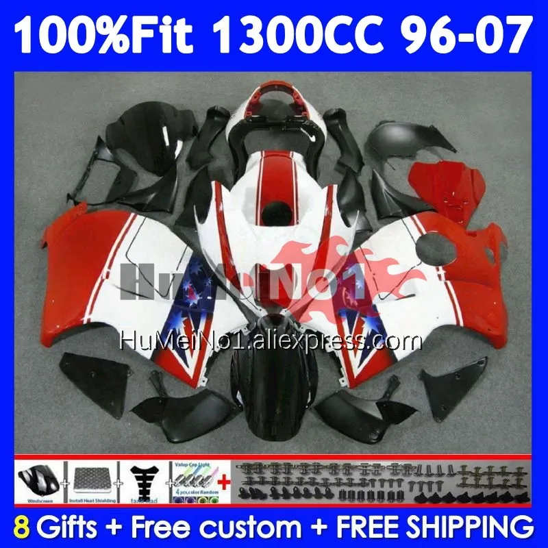 Fairing For SUZUKI GSXR 1300 CC Hayabusa GSXR-1300 126No.110 GSXR1300 96 97 98 99 00 01 2002 2003 2004 2005 White red 2006 2007