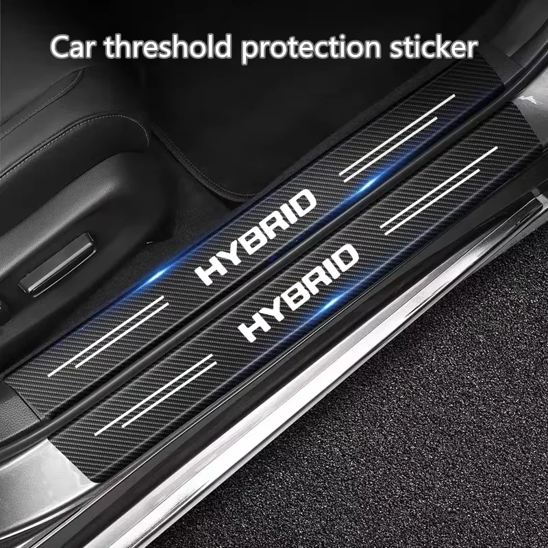 Carbon Fiber Car Door Threshold Protective Sticker for Hybrid Synergy Drive Toyota Prius Camry Rav4 yaris Crown Auris