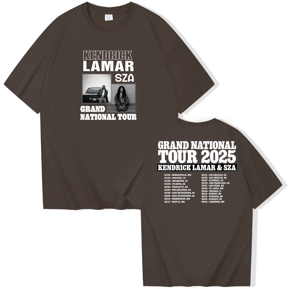 Kendrick Lamar & SZA Grand National Tour 2025 T-shirt O-Neck Short Sleeve Shirts Fans Gift