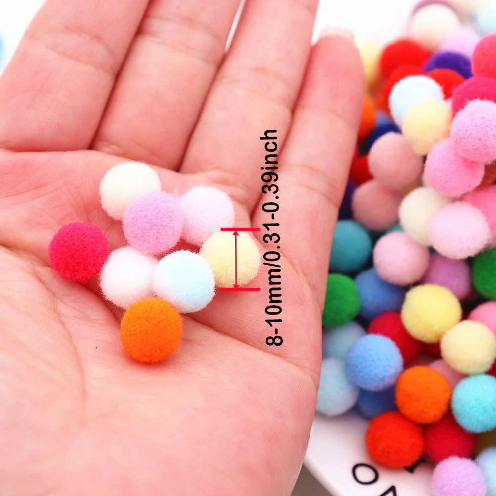 300pcs 10mm Fluffy Pompom Fur Craft DIY Soft Pom Poms Balls Wedding Decoration Diy Handmade Accessories Sewing Craft Supplies