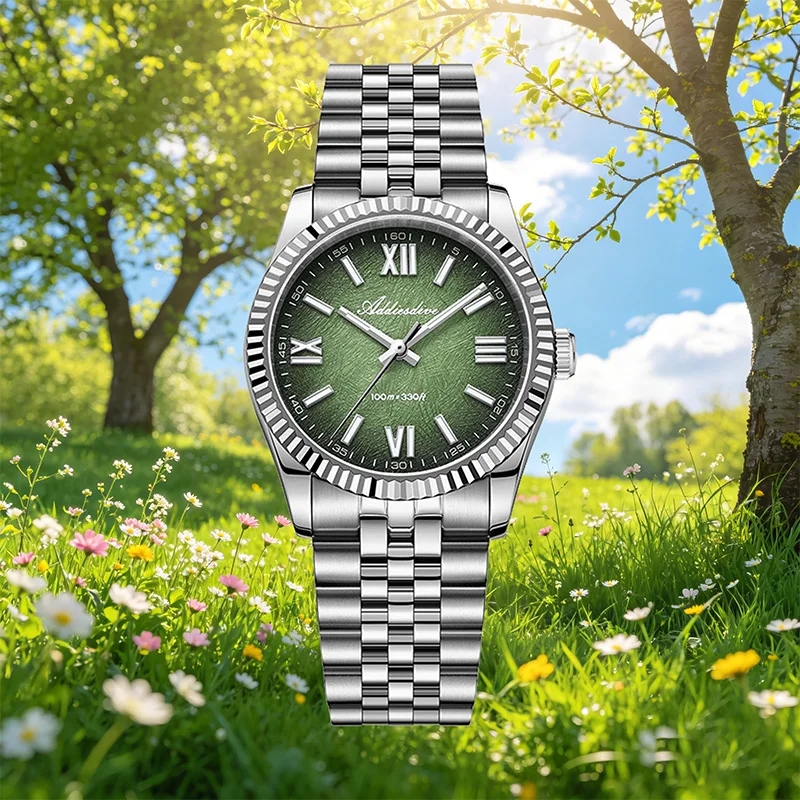 

ADDIESDIVE Minimalist Men's Quartz Watch Sapphire 316L Stainless Steel 10Bar Waterproof Luminous Watches Roman Numerals AD2512