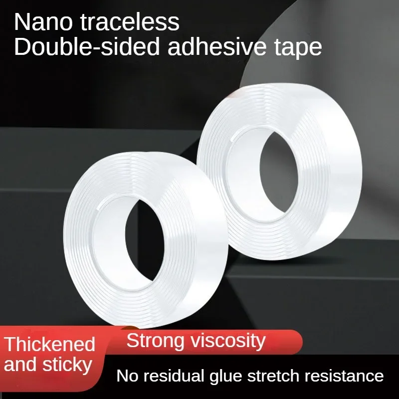 Reusable Double Sided Adhesive Traceless Tape Removable Sticker Washable Adhesive Home Improvement Reusable Transparent Tape