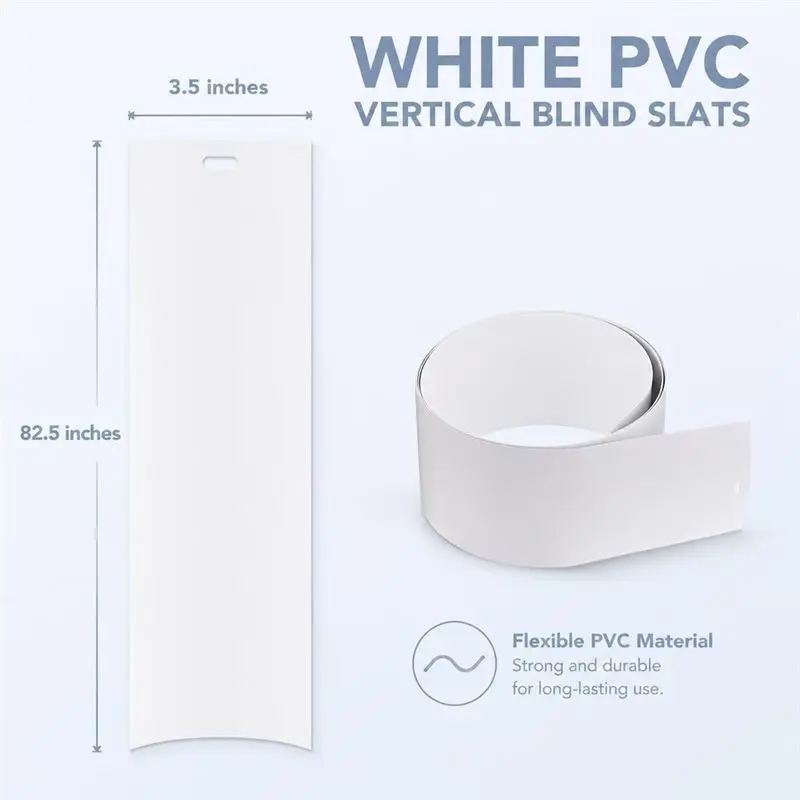 FLYY-Ersatzlamellen für Vertikaljalousien für Türen und Fenster, weißes PVC, 82,5 x 3,5 Zoll, für Vertikaljalousien, 5 Stück – Detail 6