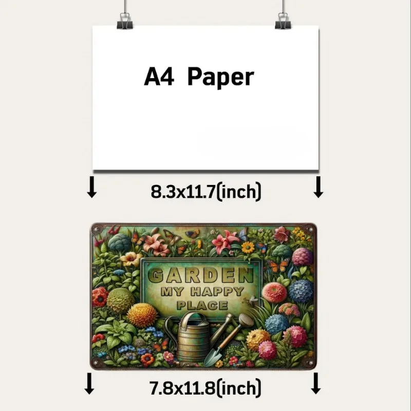 Metal Tin Poster Gardens Bees Roses Retro Metal Tin Sign Plaque Poster for Bar Club Wall Decor Retro Vintage Wall Plate Pendant