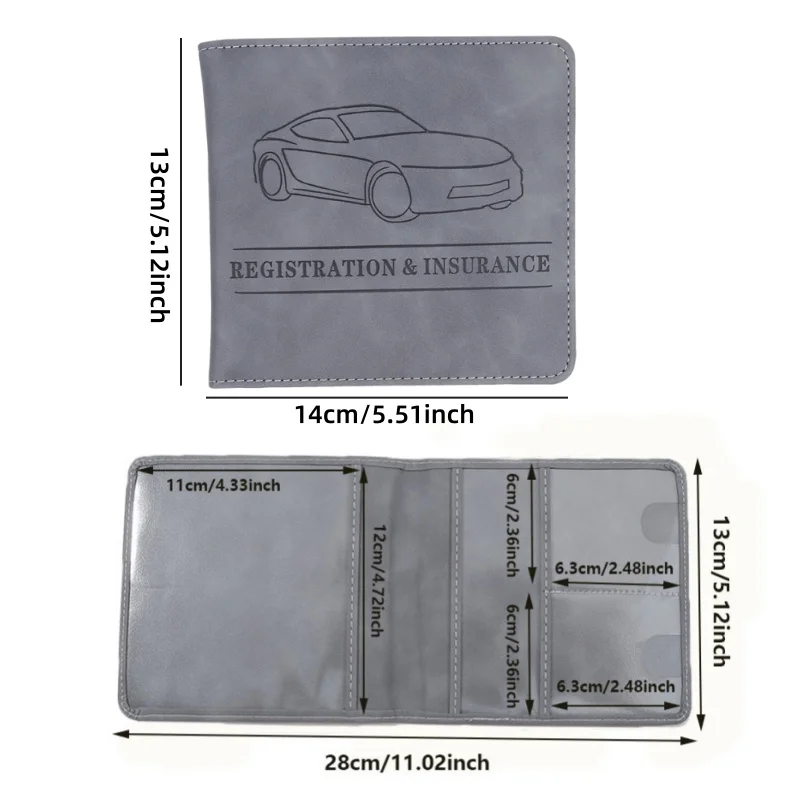 Fahrzeugschein- und Versicherungskartenhalter, PU-Leder Kurz-/Langformat Führerschein-Organizer, Geldbörse, Reisezubehör – Detail 2