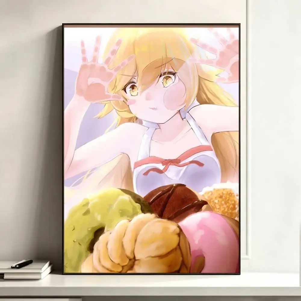 Oshino shinobu monogatari series  Poster Waterproof Wall Art Sticker For Bar Living Room Vintage Decor High Quality Print Gift
