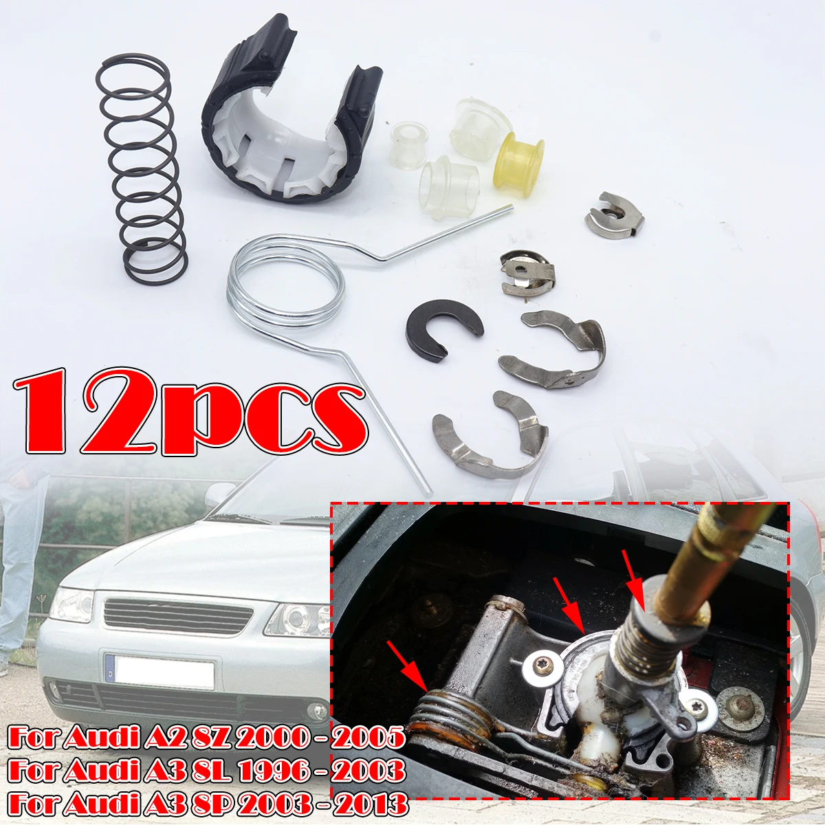 

12pcs/SET Complete Set Upgrade Bushing MT Gearbox Rebuild Kit Shifter Lever Adjuster For Audi A2 8Z 2000-2005 A3 8L 1996-2003