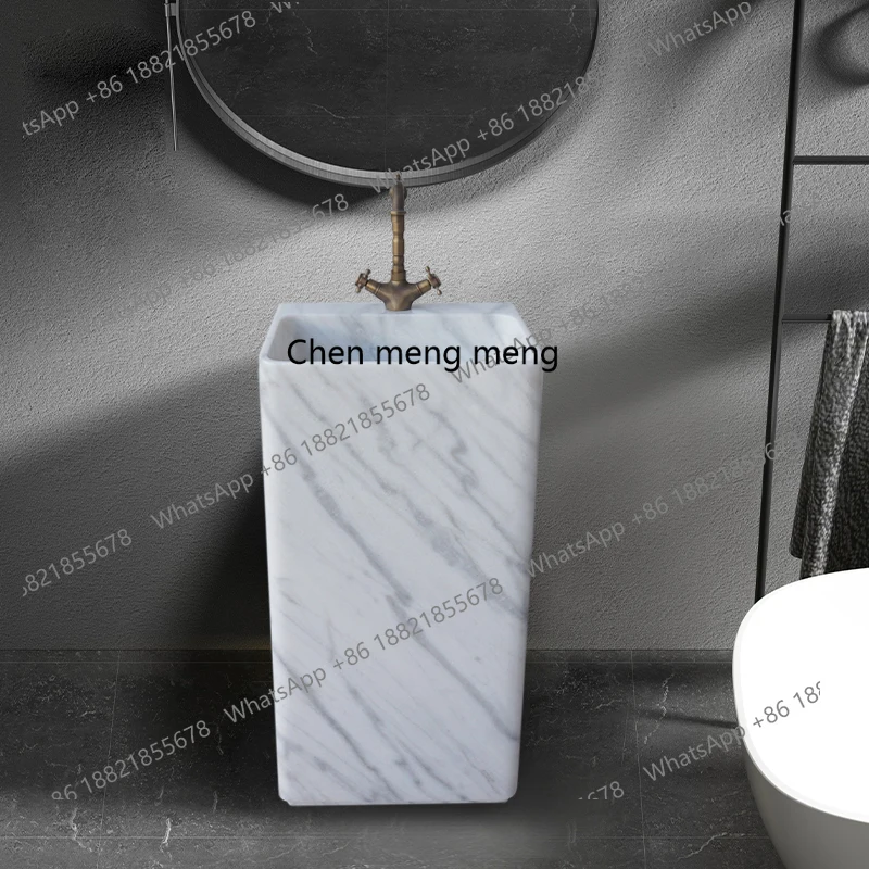 Natural marble column basin Floor-to-ceiling integrated basin Square, balcony washbasin
