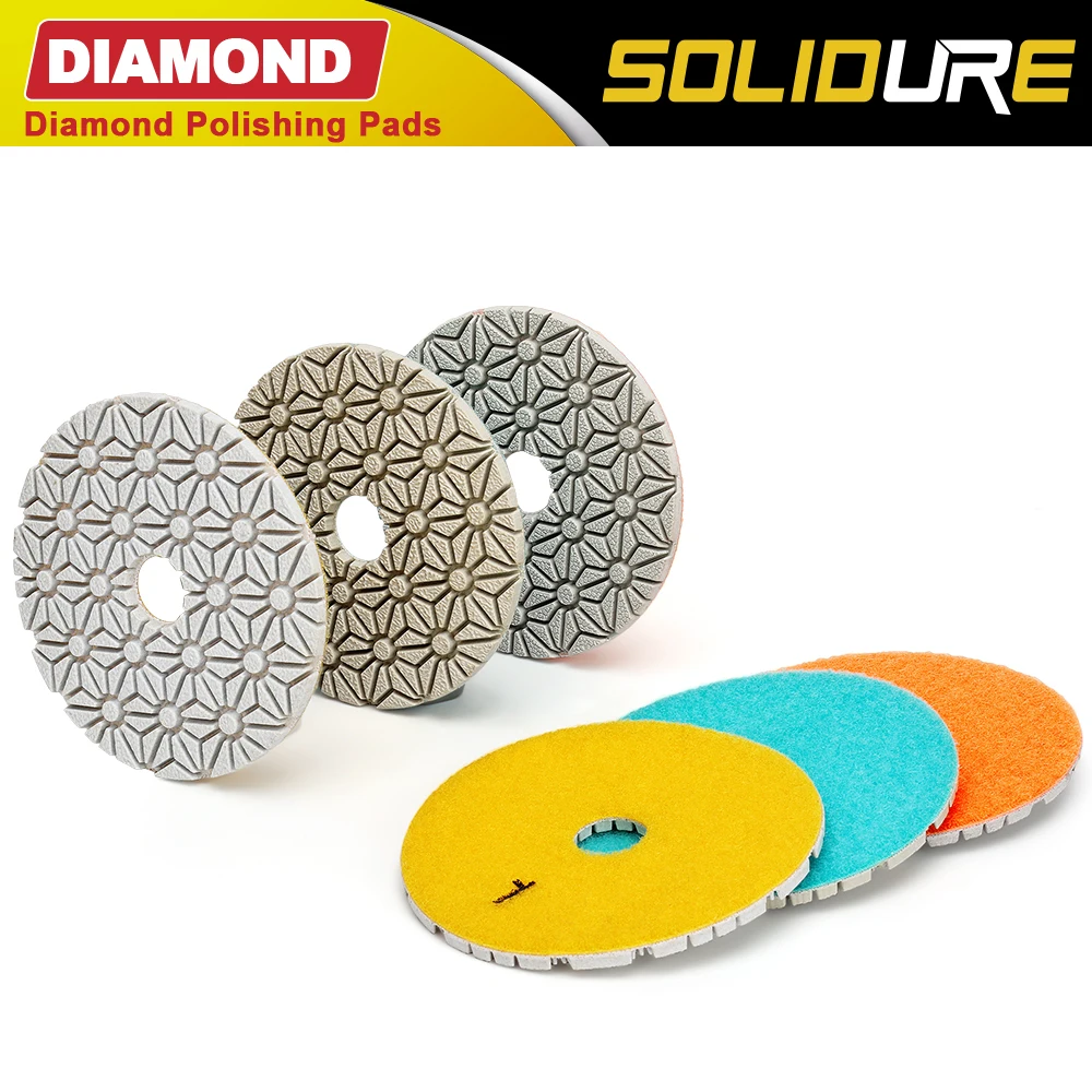 3pcs/set 100mm 4 inch wet flexible 3 step polishing pads with 3.0mm thickness Diamond Granite Polishing Tool Marble Grinding