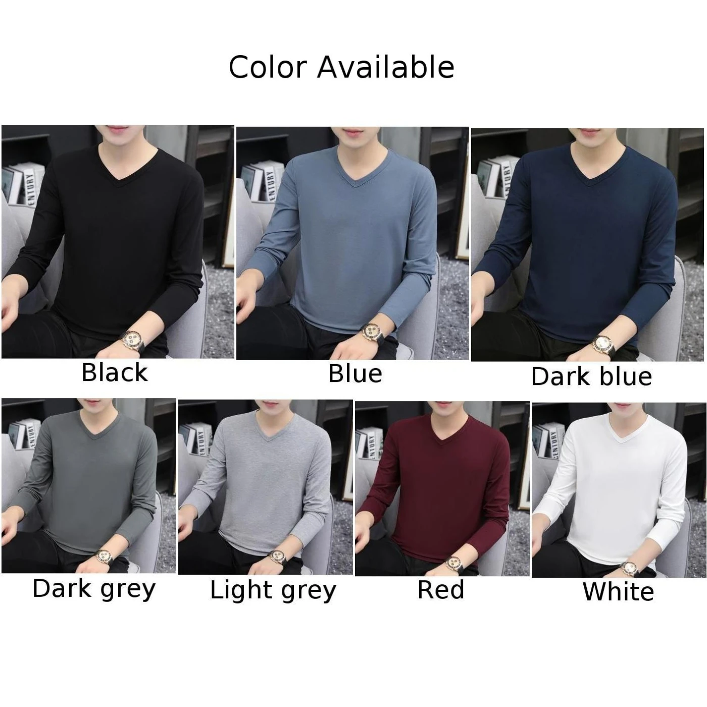 ยี่ห้อใหม่เสื้อยืดเสื้อยืดเสื้อกล้ามคอวีทุกวันวันหยุดแขนยาวแขนยาวเสื้อยืดชายชายโพลีเอสเตอร์ปกติ