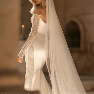 Personalisiert aus der Schulter Langarm, liebes sexy Hochzeitskleid ohne Rückenkleid Meerjungfrau Kleid Novia Kleider 12 Hauptverkaufskleider Braut Outlet - №4