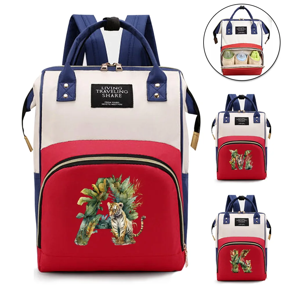 

Mommy Backpack New Portable Large-capacity Milk Bottle Storage Travel Mommy Bag Diapers Bag Jungle Tiger Letter Series