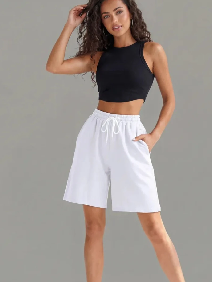Loose Drawstring White Fitness Sports Shorts Women's Men Athletic Shorts Sweatpants Sport Jogging Beach Pant Oversized Shorts