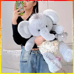 Big Size Kawaii Green Grey Plush Elephant Doll Fluffy Stuffed Animal Baby Accompany Sleeping Pillow Soft Kids ToysGirl Xmas Gift