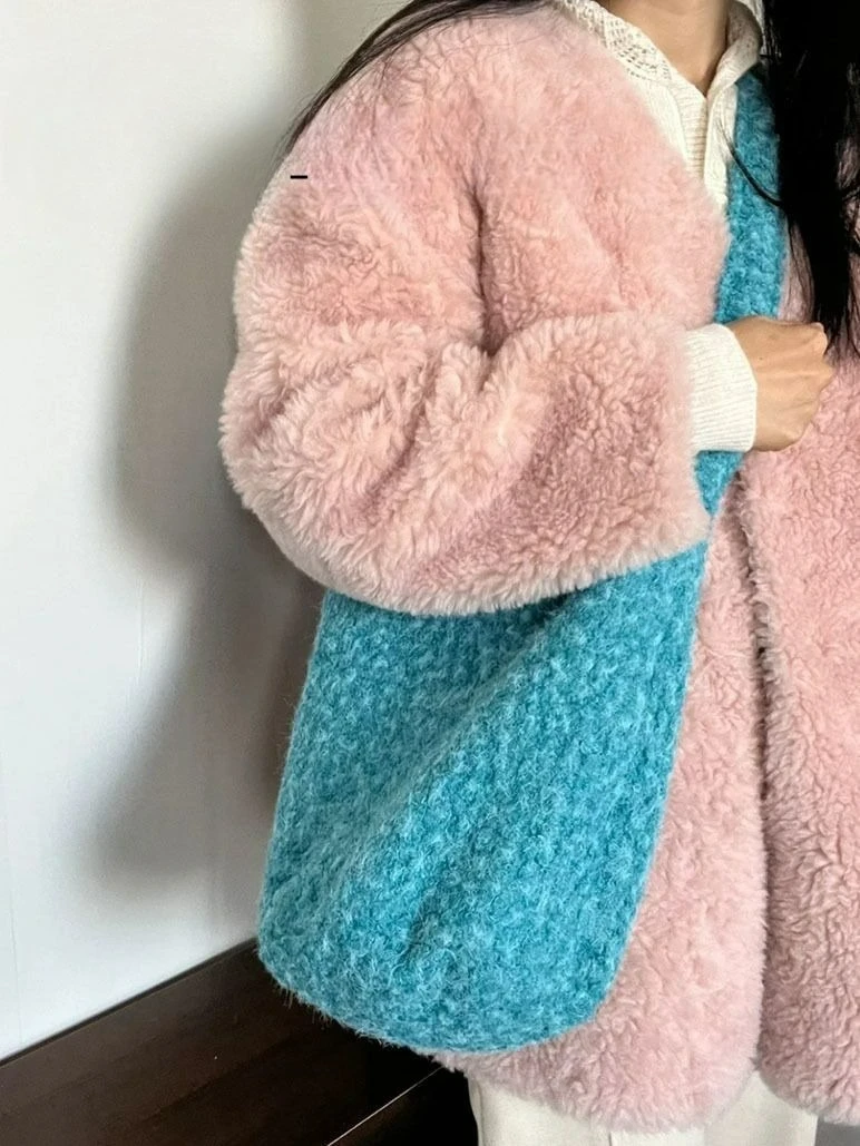 

Bucket Bag for Women 2025 Winter New Solid Color Plush Crossbody Versatile Colorful Cloth Bags