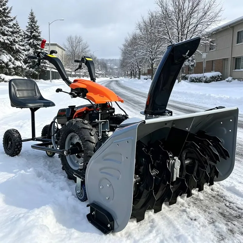 Small Hand-Push Two-Wheel Snow Sweeper Full Gear Electric Start Street Snow Cleaning Machine