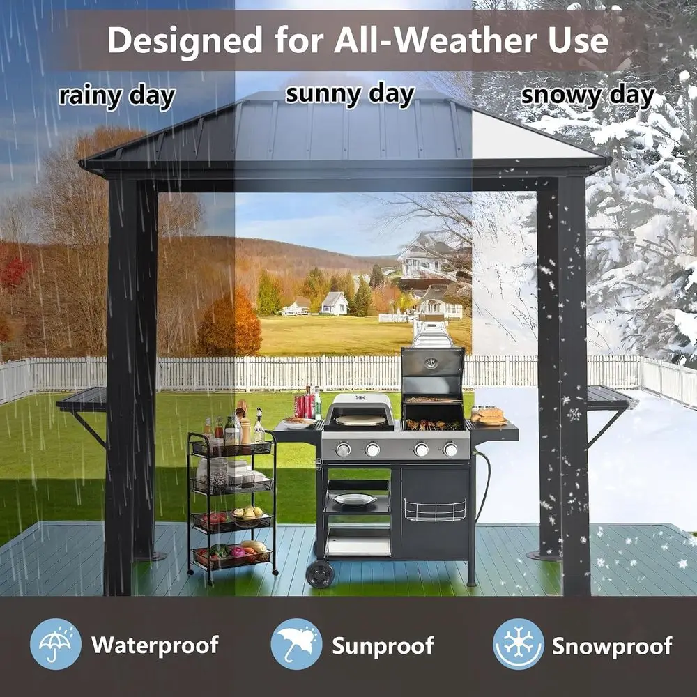Single Roof Outdoor BBQ Gazebo with Galvanized Steel Frame, Perfect for Patio and Backyard image 5
