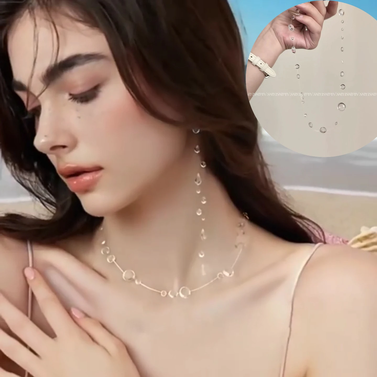 Water Drop Necklace Transparent Raindrop Earrings Daily Jewelry Accessories for Women Minimalist Ice-Clear Dewdrop Party Gifts