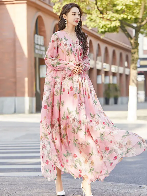 2025 صيف طويل Sve الحرير Dr Vaion Sle فضفاض الخصر الشيفون محبوك عطلة الشاطئ Photoaphy المرأة Faion #4