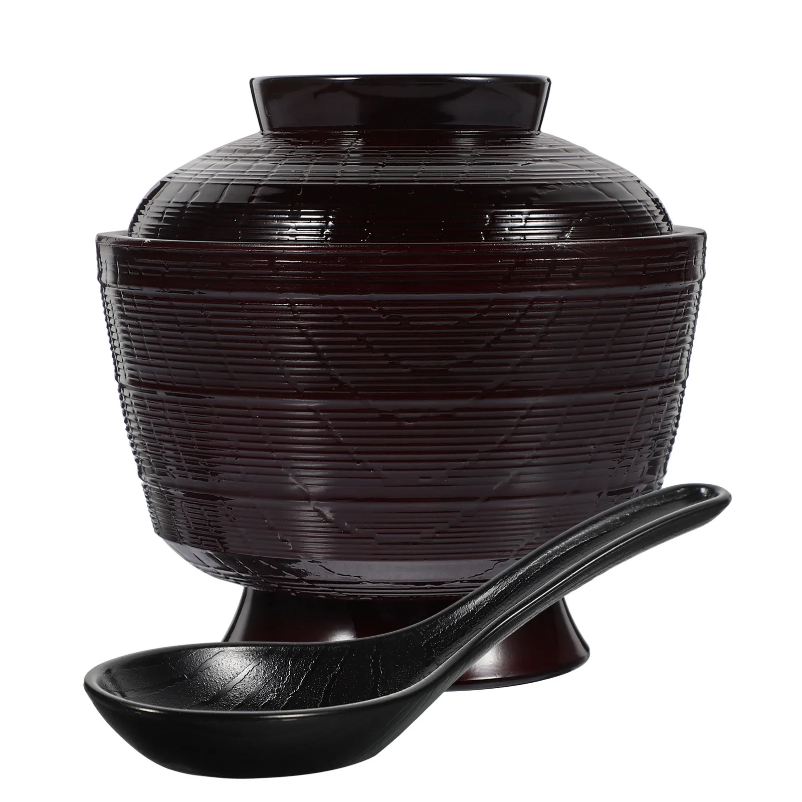 مجموعة واحدة من وعاء الحساء الرائع على الطراز الياباني، غطاء ملعقة، حاوية طعام بغطاء، متعددة الاستخدامات، سهلة التنظيف، تجمعات عائلية