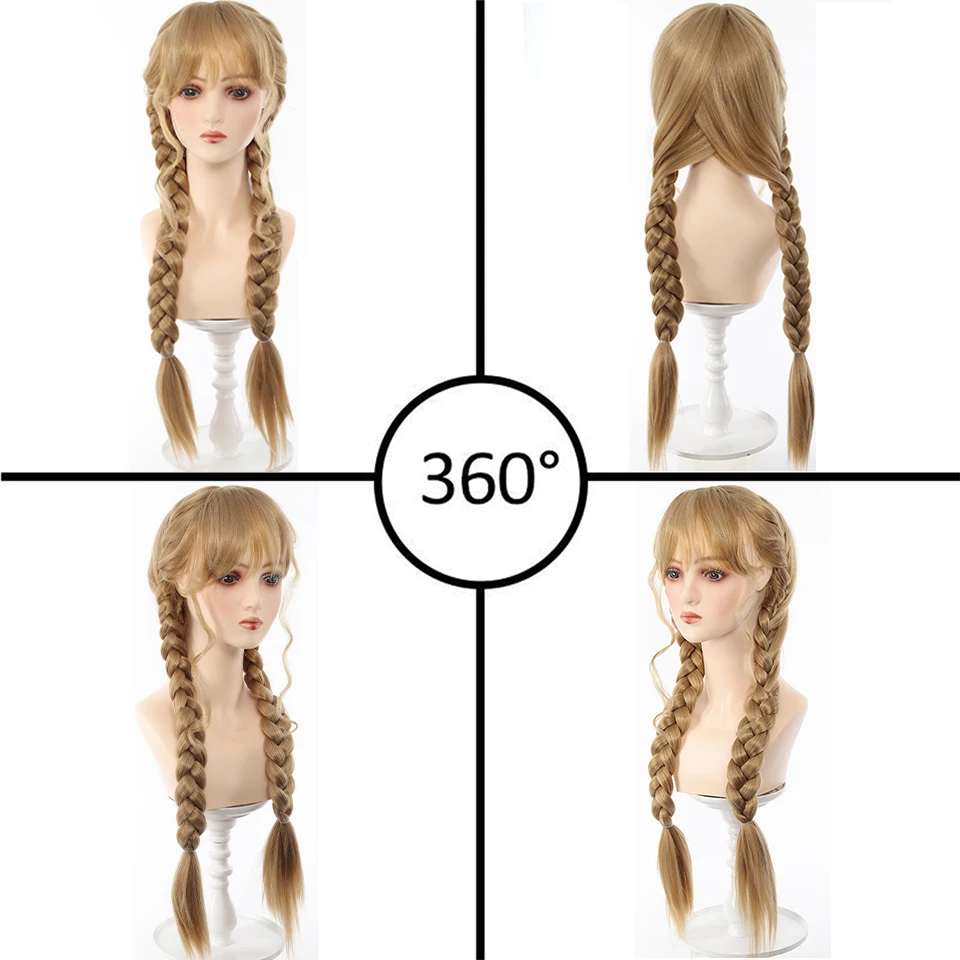 合成毛藤田琴音コスプレウィッグ学園アイドルマスター藤田琴音ブロンド編み込みロングウィッグ耐熱