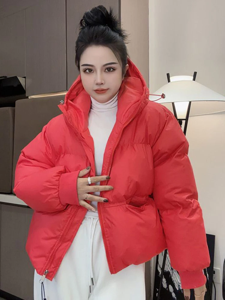 

Хлопковая куртка с капюшоном, простая, свободного кроя, в корейском стиле, цвета конфет, осенне-зимняя, на молнии, Lo...