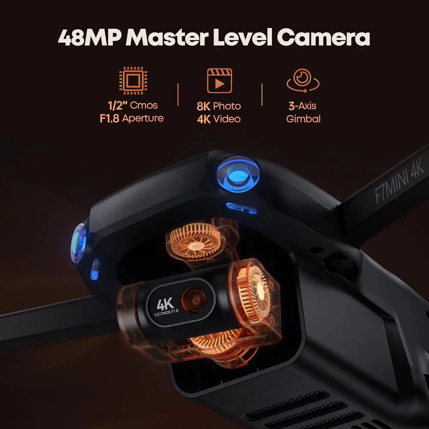 Drone Camera Adults Capture 4K Video 8K Photo 3 Axis Gimbal