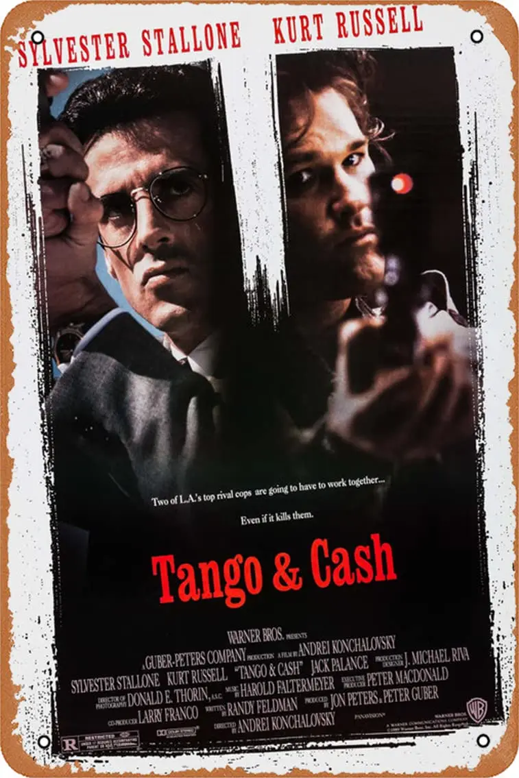 Muecddoa Vintage Look Metal Sign Tango & Cash 1989 Movie Poster Wall Art Decor Tin Sign-8x12inch