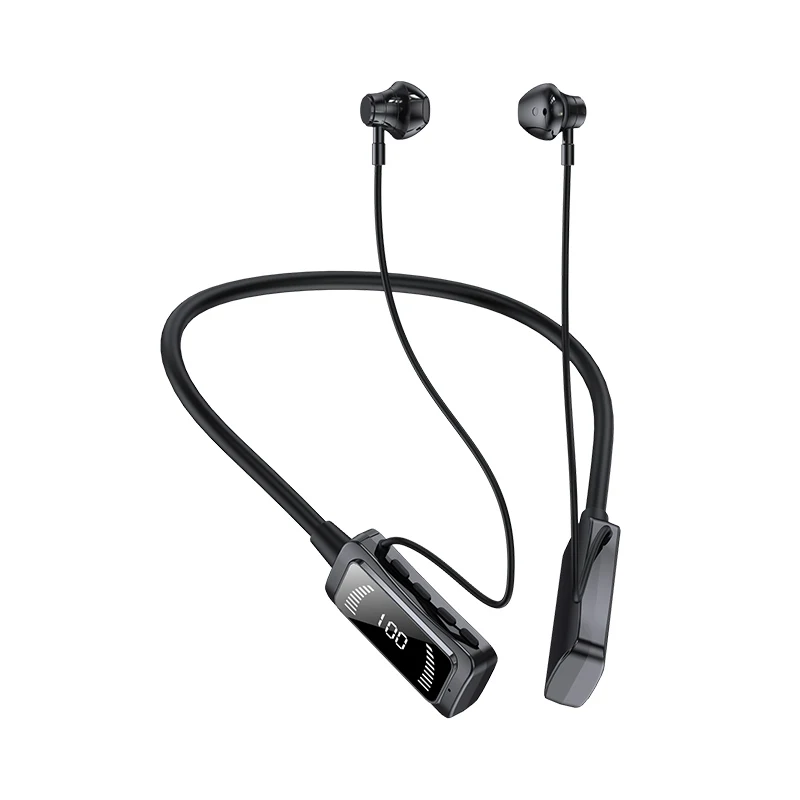 

Bluetooth 5.3 Earphones Long Endurance Neck-hanging 360° High Quality Sound Sport Earphones Earbuds LED Digital Power Display