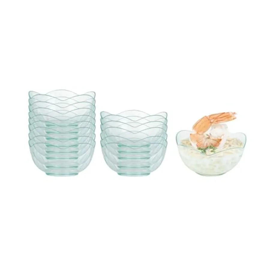 

2 oz Disposable Dessert Cups 100 Mini Appetizer Cups - Flower Shape Attractive Plastic Mini Ice Cream Bowls Durable For Parties