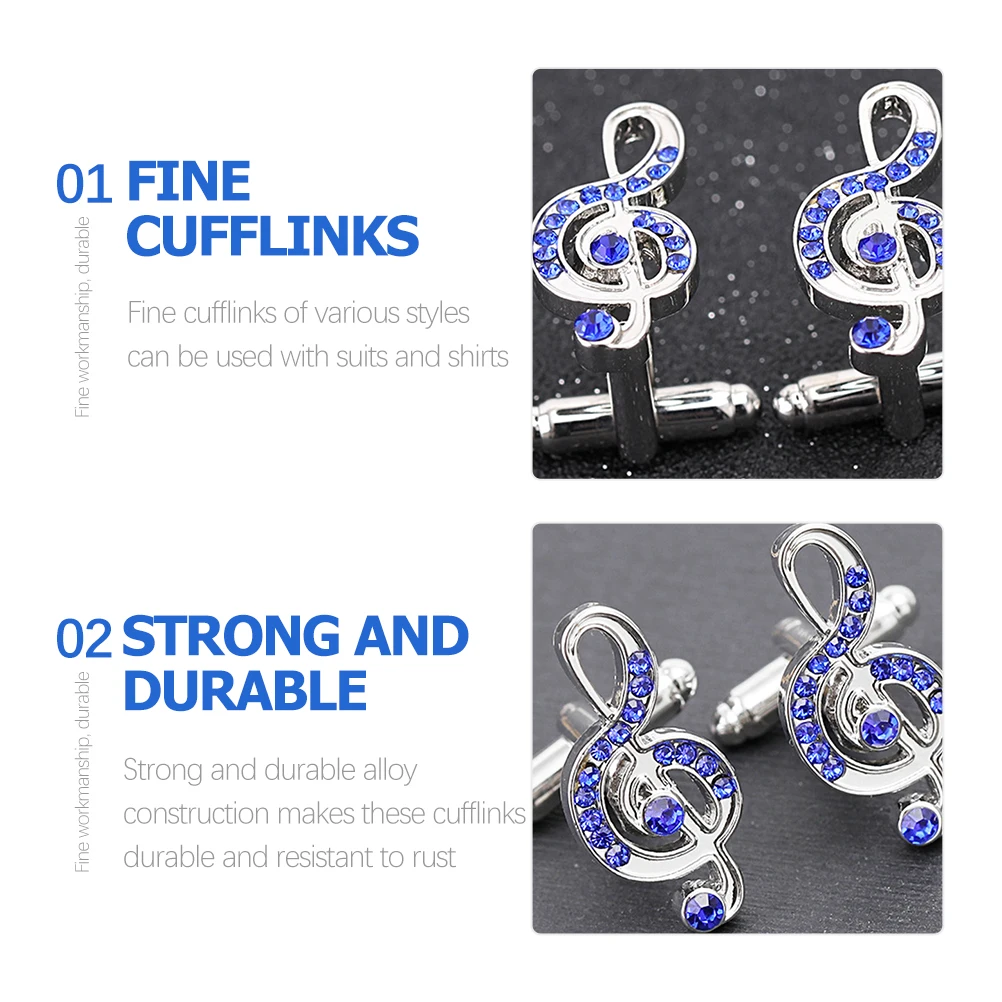 1 مجموعة الرجال زر الكم التعادل كليب قميص الأعمال حجر الراين الموسيقى ملاحظة ربطة العنق بار كليب الكلاسيكية اكسسوارات أنيقة للاجتماعات #1