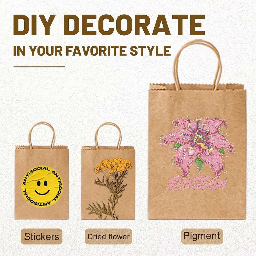 10 Stück Kraftpapiertüten, wiederverwendbar, für Lebensmittel, Einkaufen, Geschenktüten zum Verpacken, Basteln, Geschenke, Hochzeit, Geschäft, Einzelhandel, Partytaschen – Detail 6