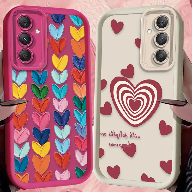 Lovely Rainbow Love Heart Case for Samsung Galaxy A35 A55 A15 A25 A16 A06 A05 A05S A24 A13 A23 A12 A22 A32 A52 A71 A51 4G Cover