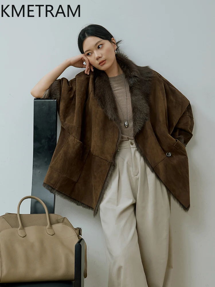 Natural Tuscany Wool Sheepskin Double Faced Fur Jacket Woman Luxury Real Fur Coat Winter Leather Jackets Women Clothing 2025