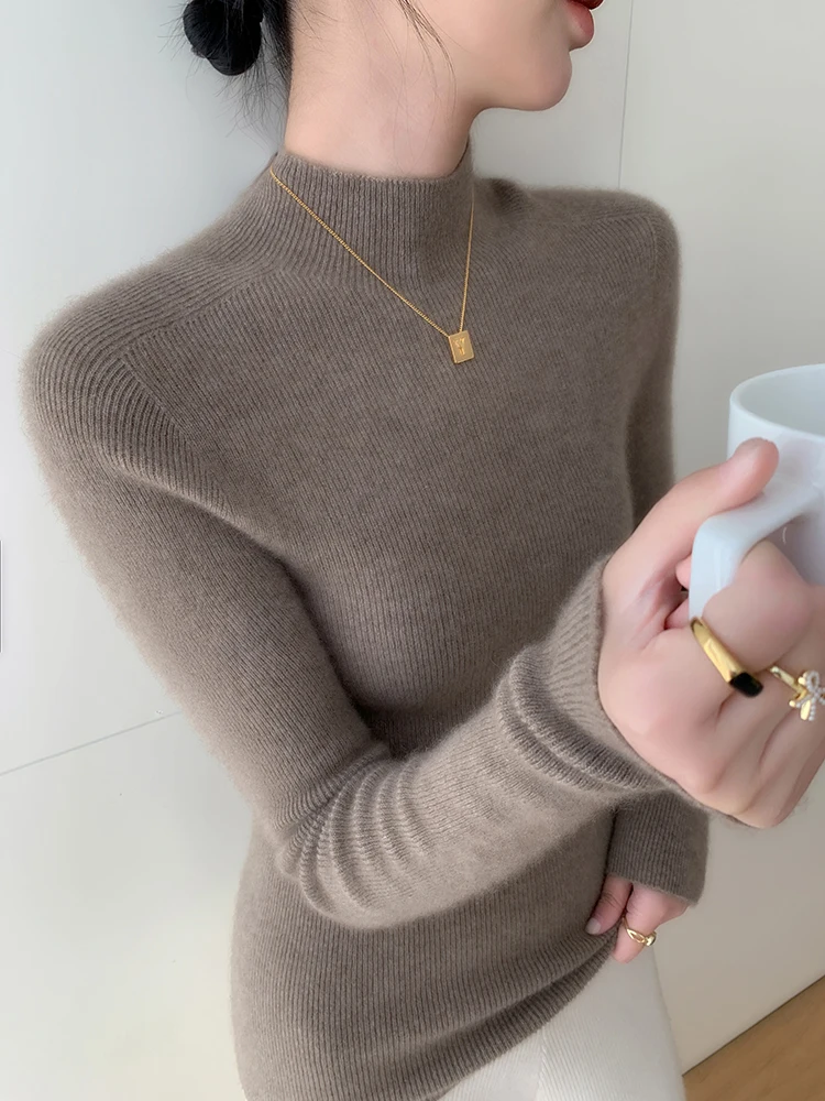 

Women Fashion Tops Autumn Winter 2025 Turtleneck Sweater Women Knitted Pullovers Korean Style Simple Base Layer Knitted Sweater