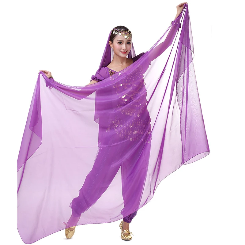 1pc Woman Belly Dancing Chiffon Veil Dance Yarn Scarf Solid Color Belly Dance Veil Stage Performance Props Chiffon Shawl Veil