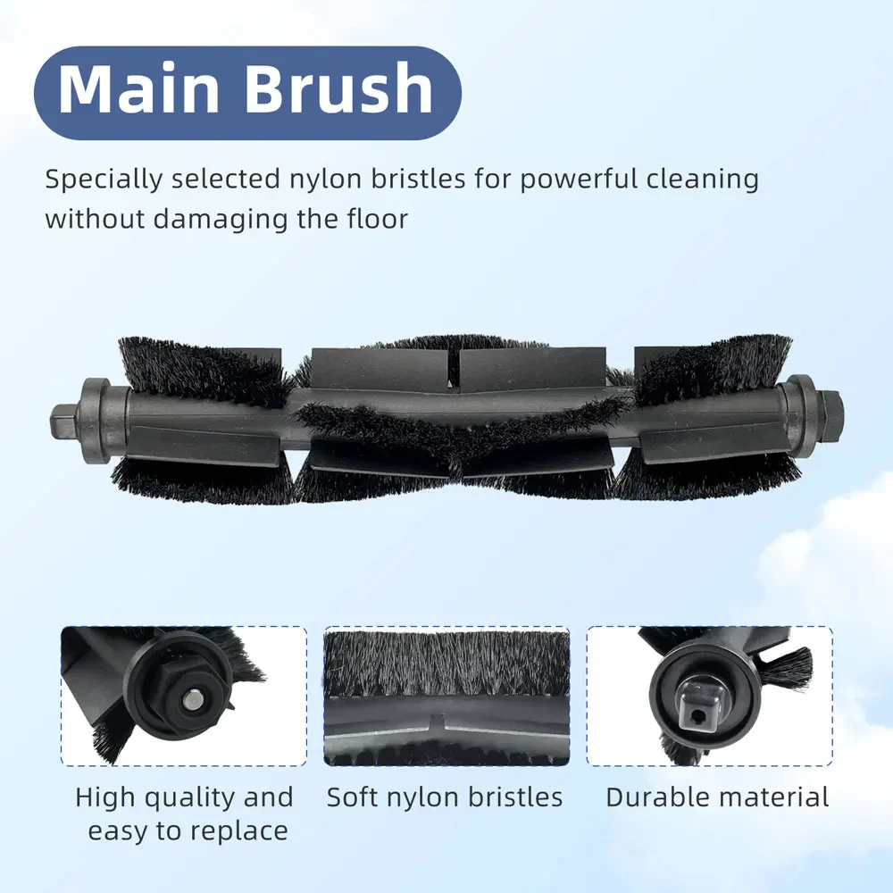 Compatible For EZVIZ RE4/ RE4 plus / RE5 / RE5 plus Robot Vacuum Cleaner Parts, Main SIde Brush Mop FIlter Replacements.