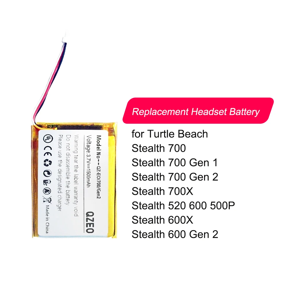 Replacement Gaming Headset Battery for Turtle Beach Stealth 700 Gen 1 2 Gen1 Gen2 700X 520 600 500P 600X 600 Gen 2