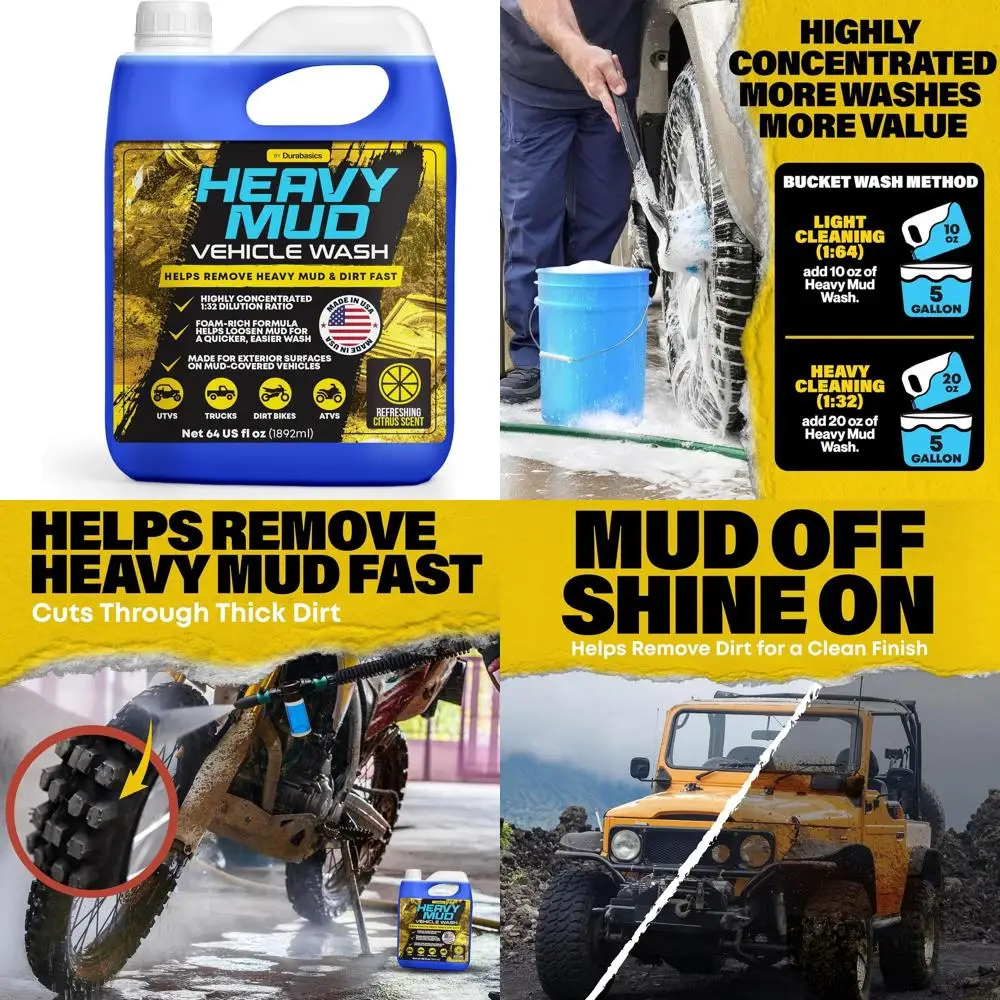 

Heavy Mud Wash – Highly Concentrated 1:32 Ratio, Thick Foam Car Wash Soap & ATV Cleaner for Trucks, UTV Cleaner, Dirt Bikes & RV