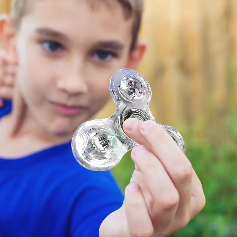 LED Light Crystal Finger Toy Light Finger LED Light Up Spinner Crystal LED Light Sensory Toy Fidget Toy per bambini ragazzi