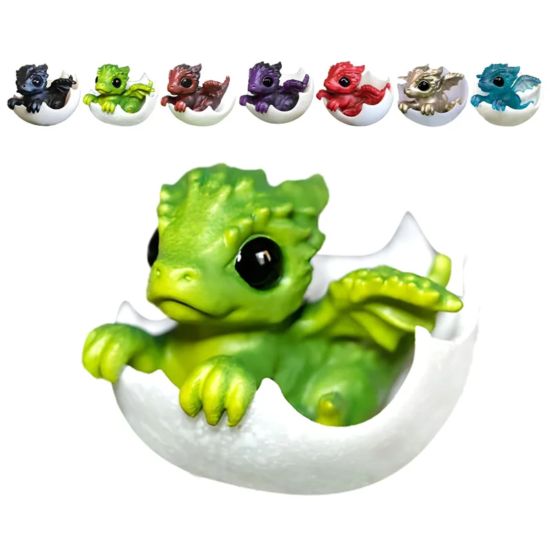 Newborn Dragon In Egg 3D Mini Art Dragon Statue Little Miniature Of Dragon Hatching Dragon Newborn Ocean-Clear Resin